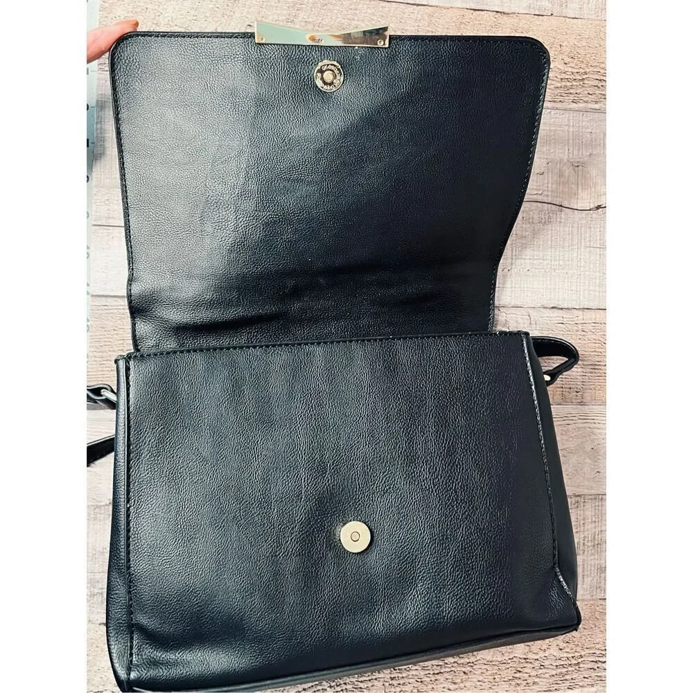 Betsey Johnson Black Leather Top Handle Satchel Crossbody Handbag Retails $100 - Picture 6 of 12
